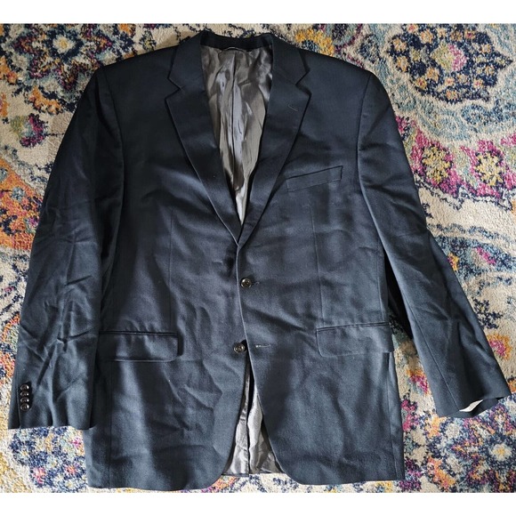 Jack Victor Von Maur 46L Button blazer blue green Bamboo Viscose